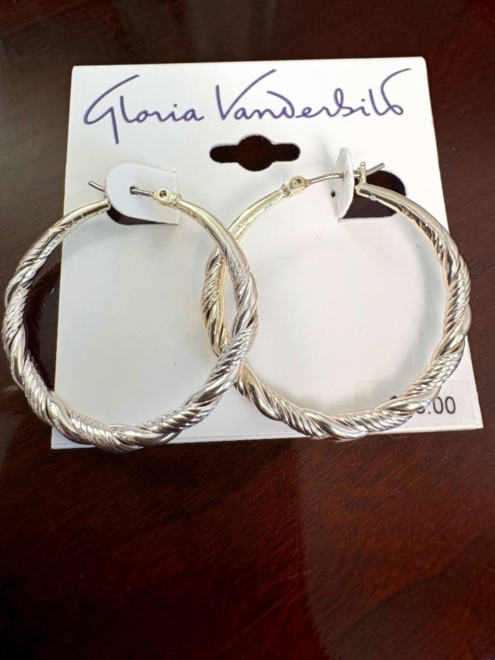Gloria Vanderbilt Silver Tone Twisted Rope Hoop Earrings
